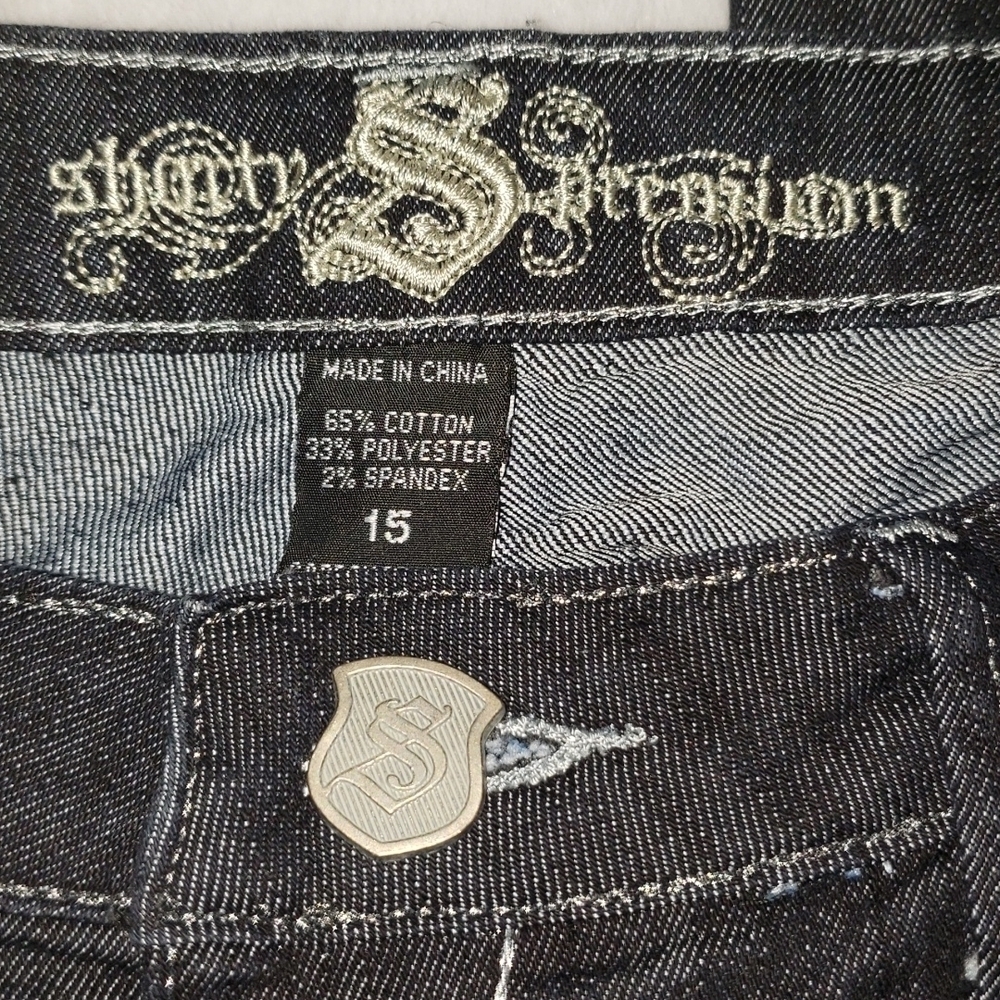 Black Jeans w Embellished Pockets, Sz 15, Shorty Brand - Picture 6 of 8